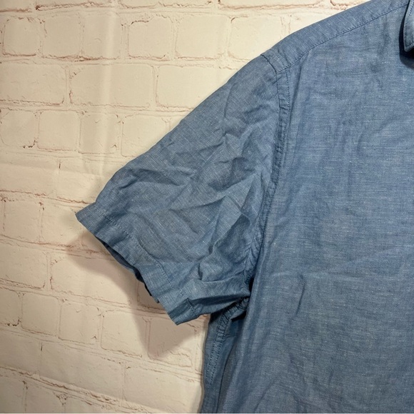Boden Linen Polo Shirt Mens Large Blue Button Collared Regular Fit Summer - Picture 6 of 10
